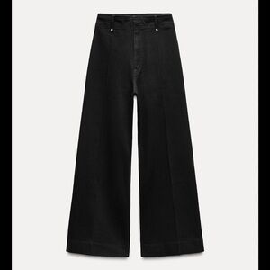 Zara Black Flare Wide-Leg Marine Jeans